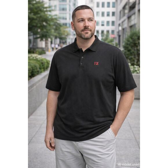 IZOD Mens Black Polo 2XL Red Logo Short Sleeve Preppy Golf Old Money Blokecore - Picture 1 of 8
